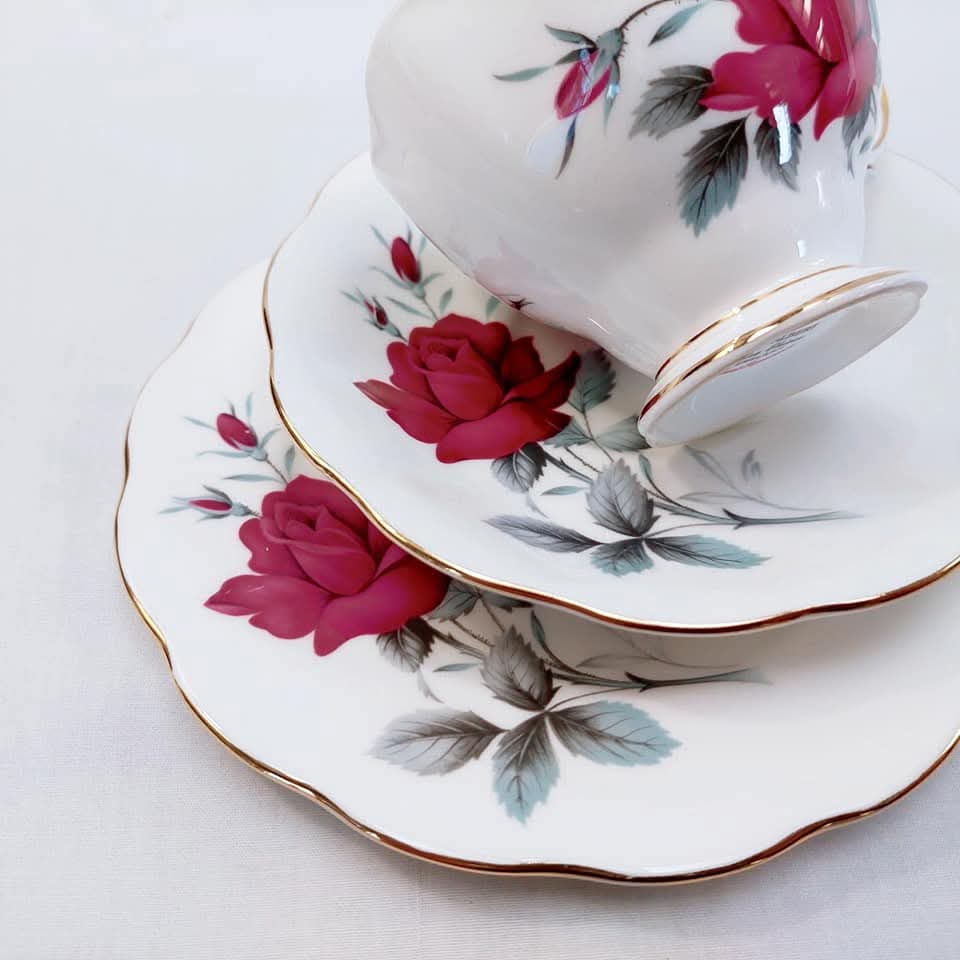 Vintage Royal Albert ‘Sweet Romance’ Bone China Trios – Made in England