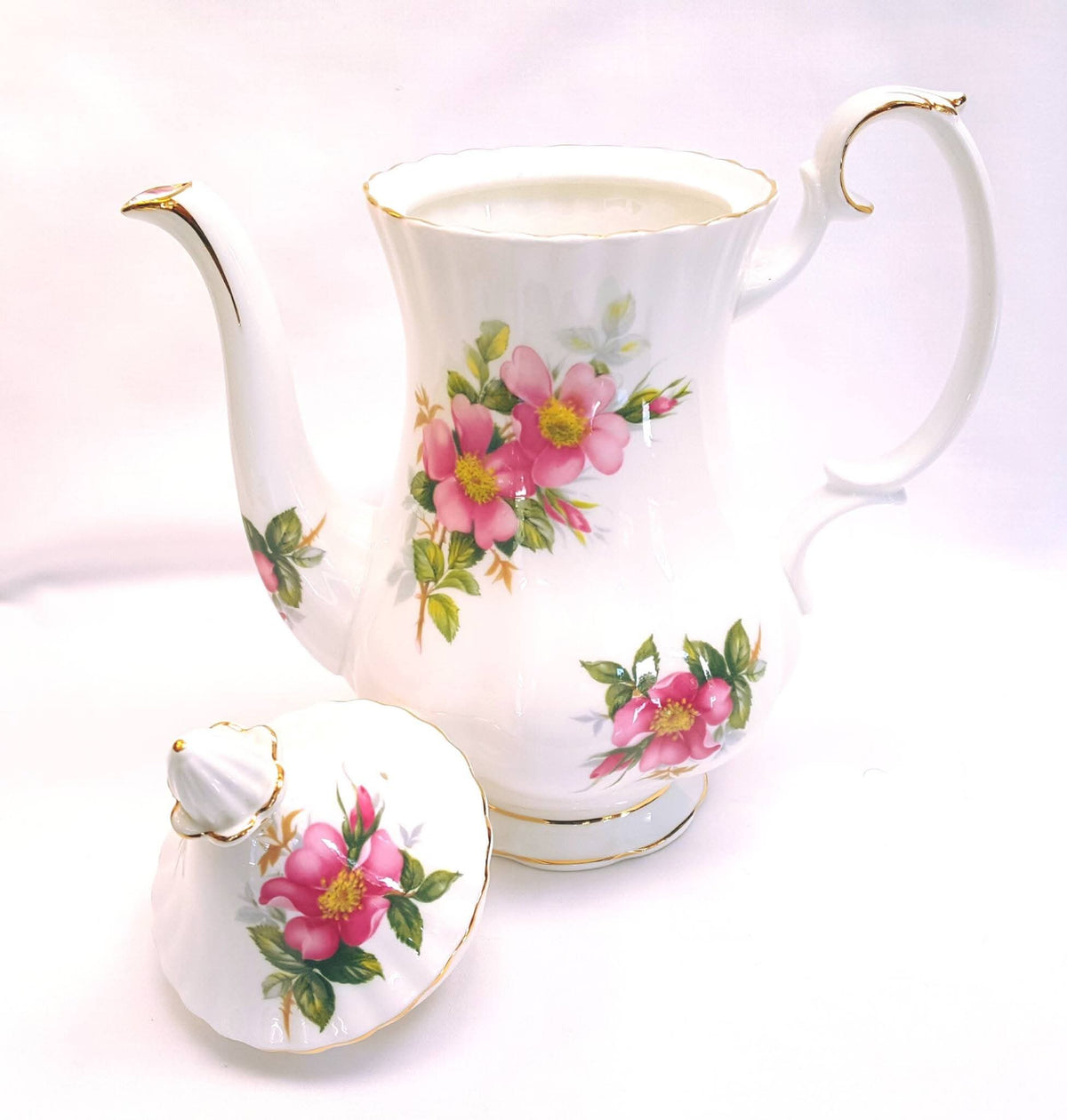 Royal Albert | Prairie Rose | Coffee Pot, Milk Jug & Sugar Bowl | Three-Piece Coffee Grouping | 1950s–1960s