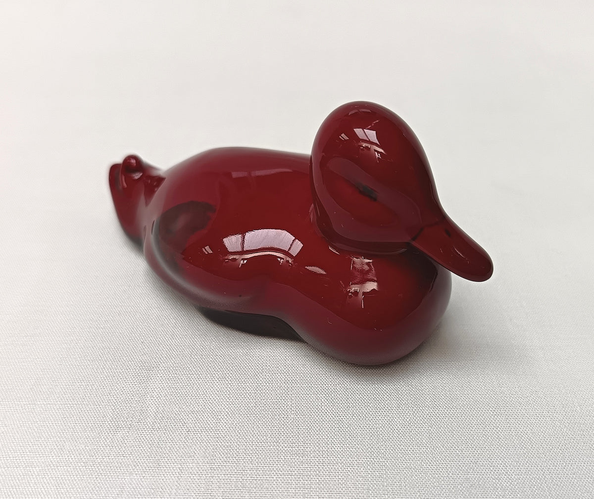 Royal Doulton | Flambe | Resting Duck Figurine | Oxblood Red | Mid-Twentieth Century