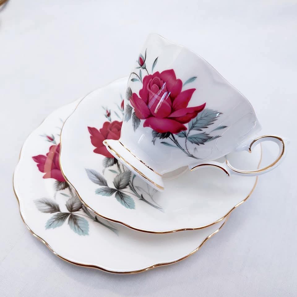 Vintage Royal Albert ‘Sweet Romance’ Bone China Trios – Made in England