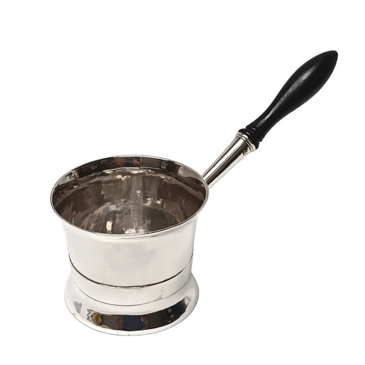 Antique Sterling Silver Brandy Saucepan with Ebony Handle – Elegant Collectible Tableware