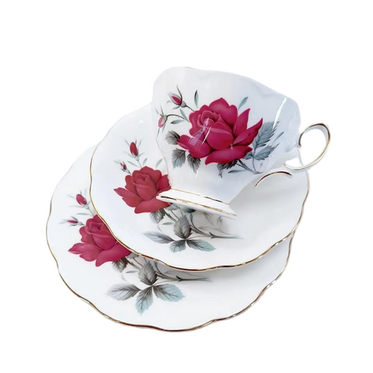 Vintage Royal Albert ‘Sweet Romance’ Bone China Trios – Made in England