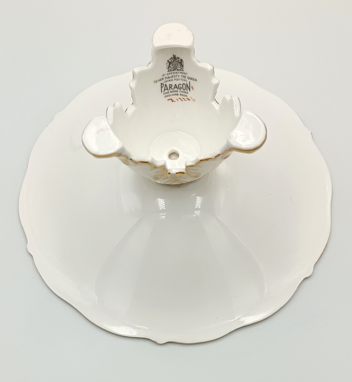 Paragon | Fine Bone China | Tazza | Turquoise Ground with Hand-Painted Fruit Centre | Rococo Revival | c.1952–1960