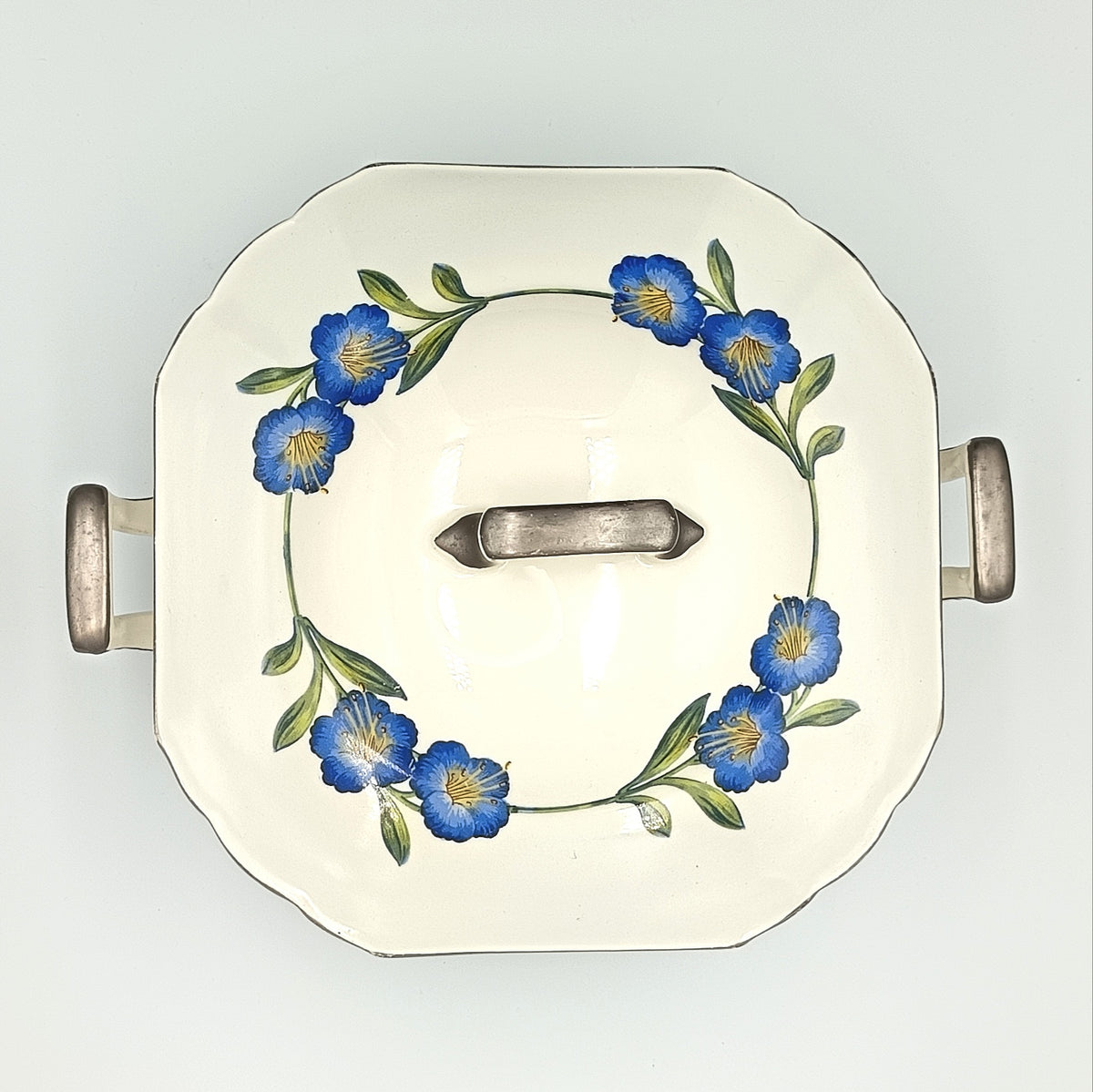 W.H. Grindley & Co. | Ivory Earthenware | Blue Floral | Covered Serving Tureen | England, circa 1925–1935