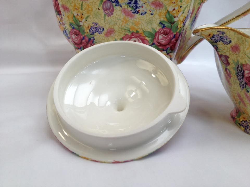 Grimwades Royal Winton | Welbeck | Chintz Teapot, Milk Jug and Open Sugar Basin | Earthenware | England | 1995 Revival
