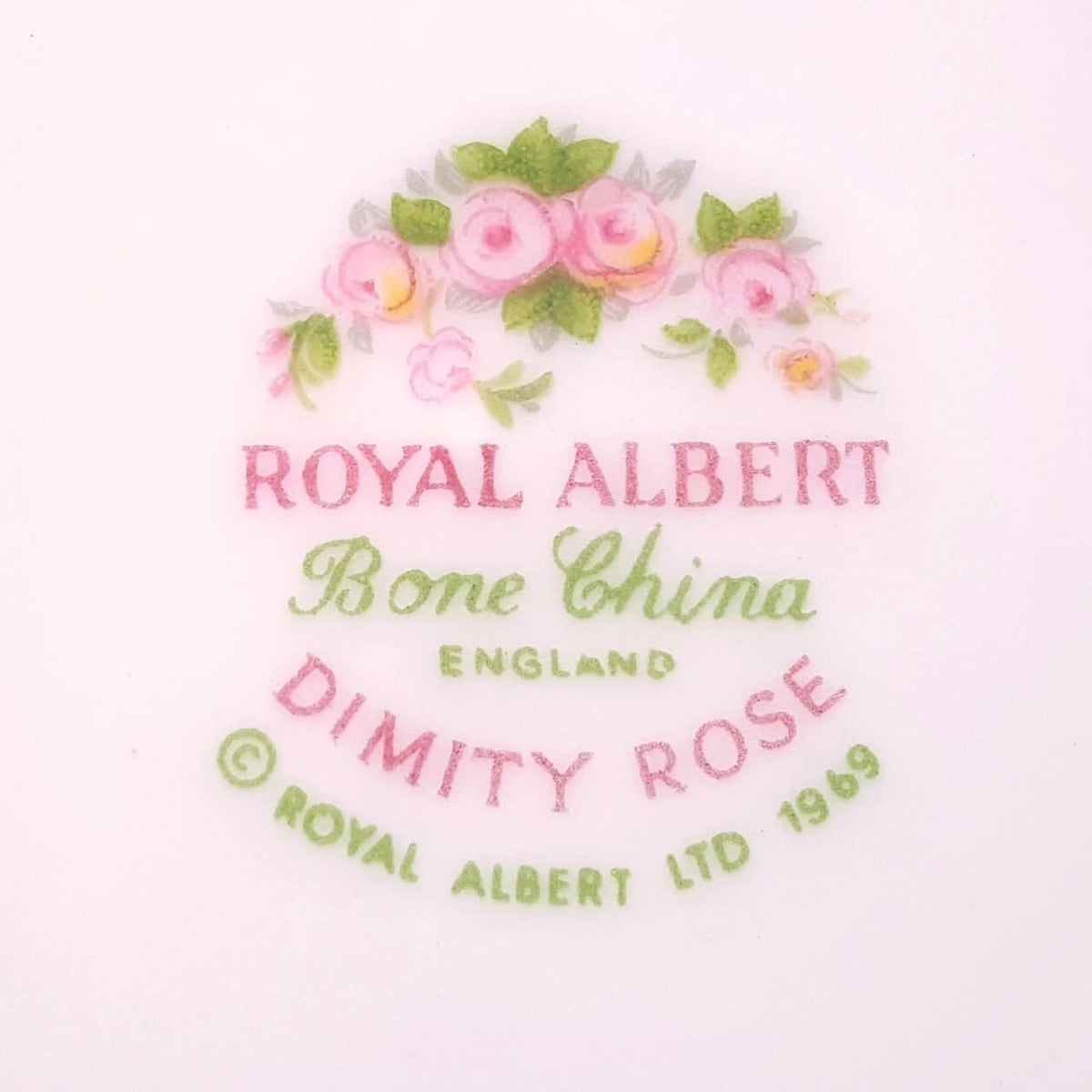 Royal Albert | Dimity Rose | Serving Grouping — Cake Plate, Milk Jug & Sugar Bowl | © 1969