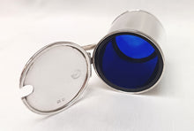 Load image into Gallery viewer, Antique Hallmarked Sterling Silver Lidded Salt Cellar with Bristol Blue Glass Liner – Birmingham, 1910

