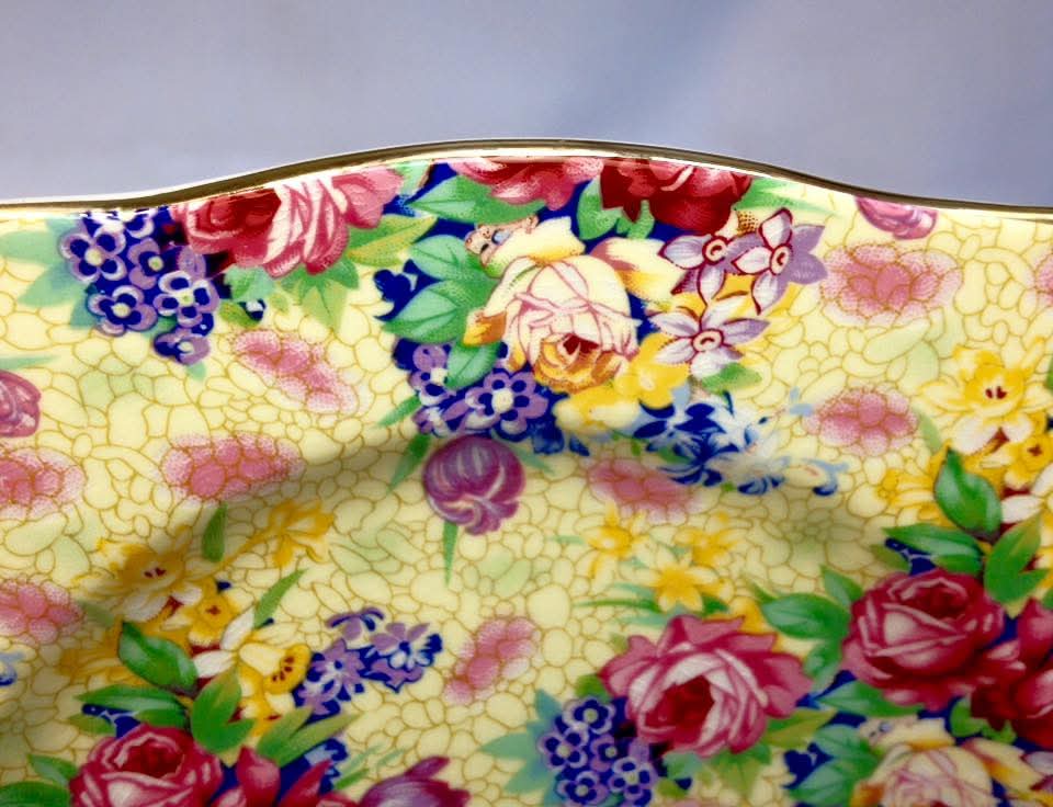 Grimwades Royal Winton 'Welbeck' Chintz Trios — Yellow Ground, 1995 Revival Issue — Pair