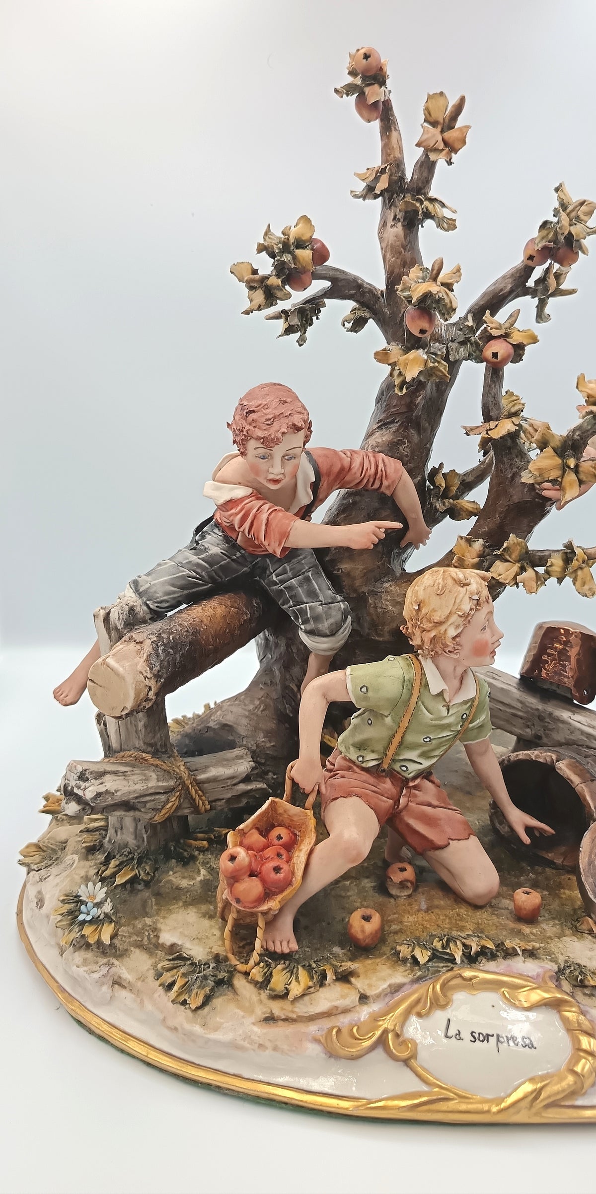 Lorenzo | La Sorpresa (The Surprise) | Large Capodimonte Figural Group | Hand-Painted Porcelain | Italy, 20th Century
