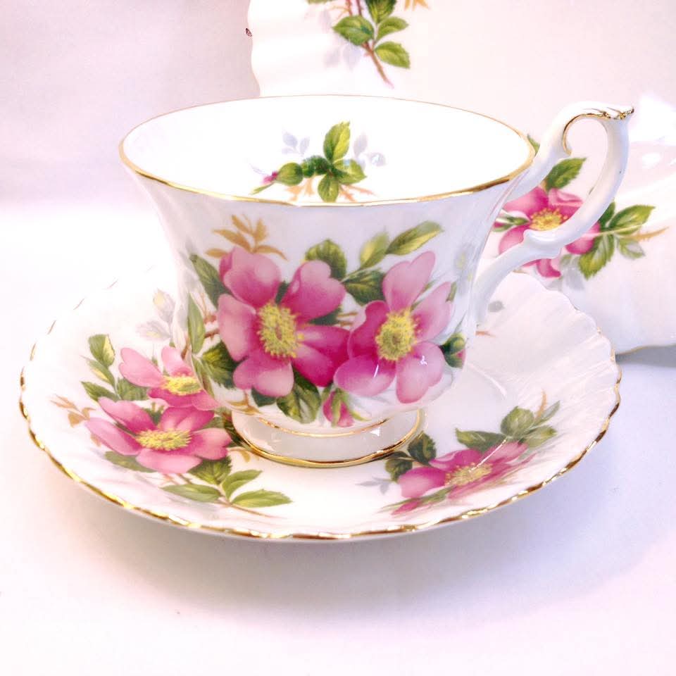 Royal Albert 'Prairie Rose' Bone China Trio — Set of Four