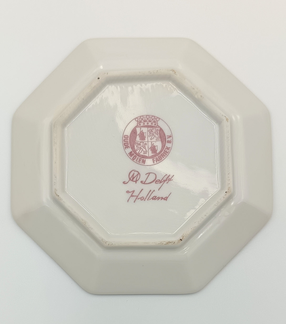 Oude Molen Fabriek B.V. | Dutch Harbour Scene | Octagonal Trinket Dish | Transfer-Printed Porcelain | Holland, 20th Century