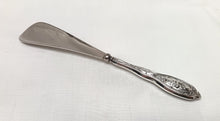 Load image into Gallery viewer, Antique Sterling Silver &amp; Silver Plated Shoehorn – Floral Motif Handle
