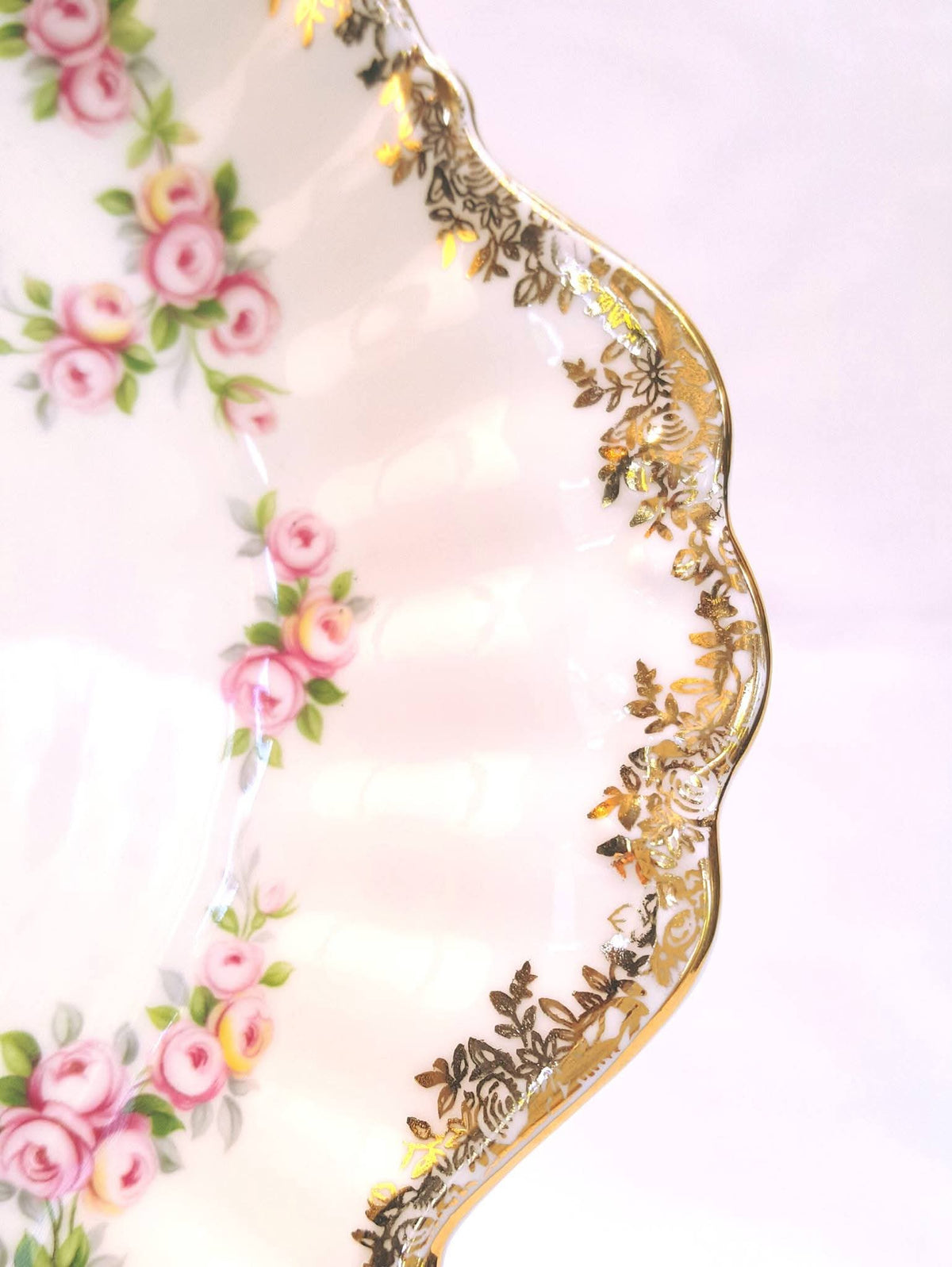 Royal Albert | Dimity Rose | Serving Grouping — Cake Plate, Milk Jug & Sugar Bowl | © 1969