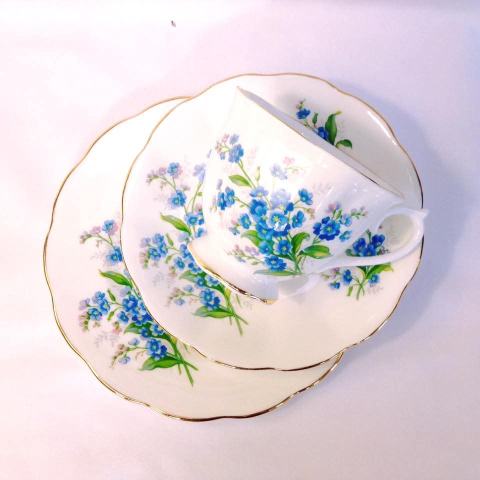 Royal Albert | Forget-Me-Not | Set of Five Trios | Bone China | England, c.1927–1959