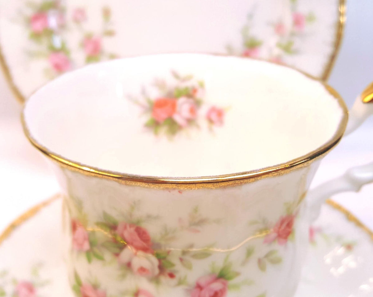 Royal Albert | Victoriana Rose | Five Trios | Teacup, Saucer & Side Plate | Pattern Copyright 1966