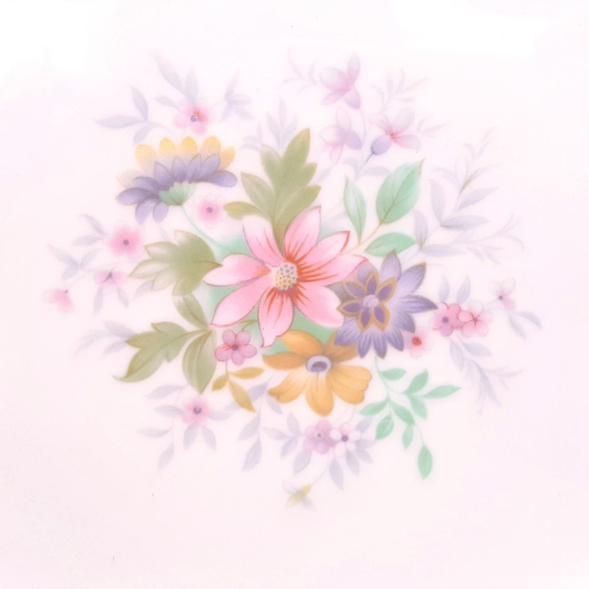Royal Albert 'Serenity' | Bone China Dinner Plates | 26cm | Pink Dot & Gold Scrollwork Border | Soft Pastel Floral Centre | Made in England | Excellent Condition | Mint Gilding