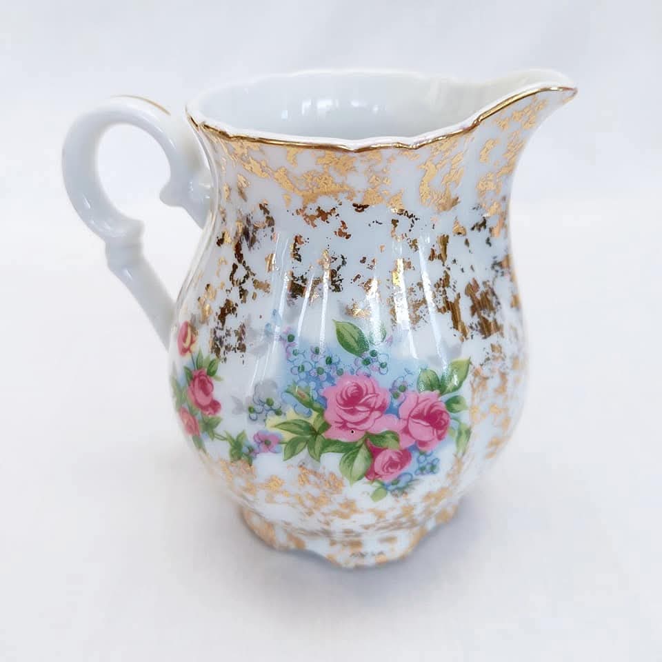 Elegant Vintage Swan China Hand-Painted Floral Tea Set with Gilded Detail