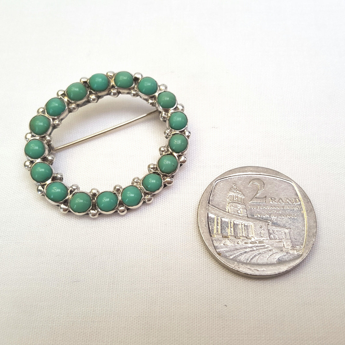 Vintage Sterling Silver Turquoise Brooch