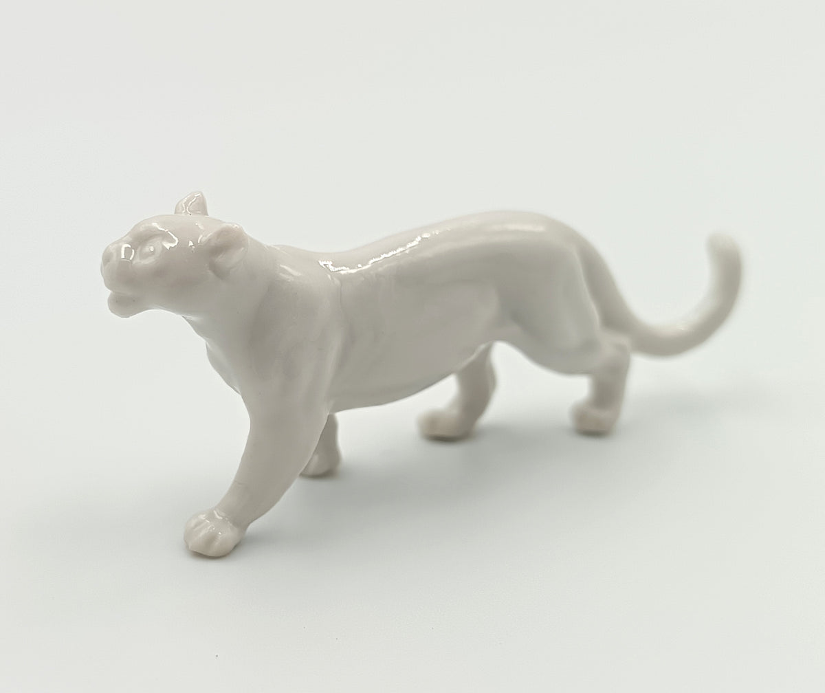 Rosenthal | White Porcelain Miniature Leopard Figurine | Prowling Pose | Selb-Plössberg | c.1953–1970s