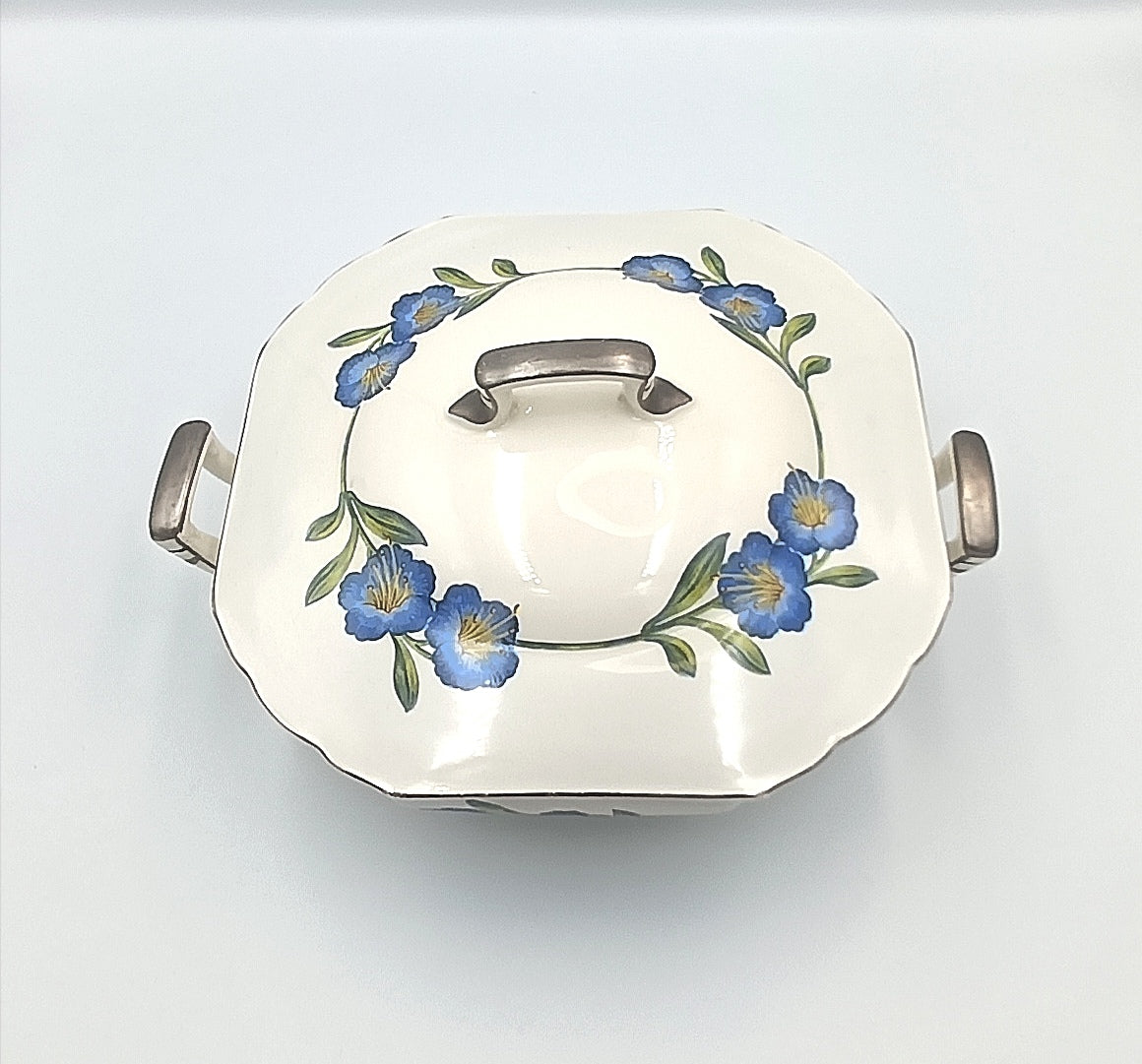 W.H. Grindley & Co. | Ivory Earthenware | Blue Floral | Covered Serving Tureen | England, circa 1925–1935