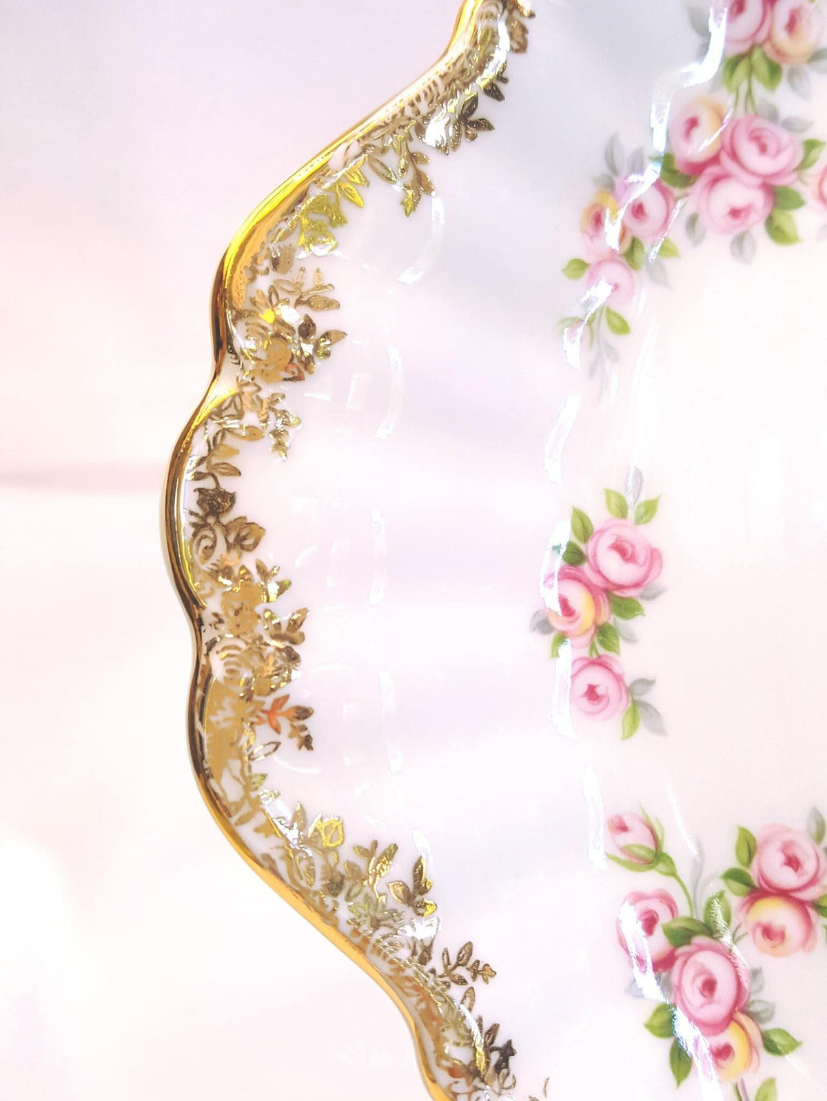 Royal Albert | Dimity Rose | Serving Grouping — Cake Plate, Milk Jug & Sugar Bowl | © 1969