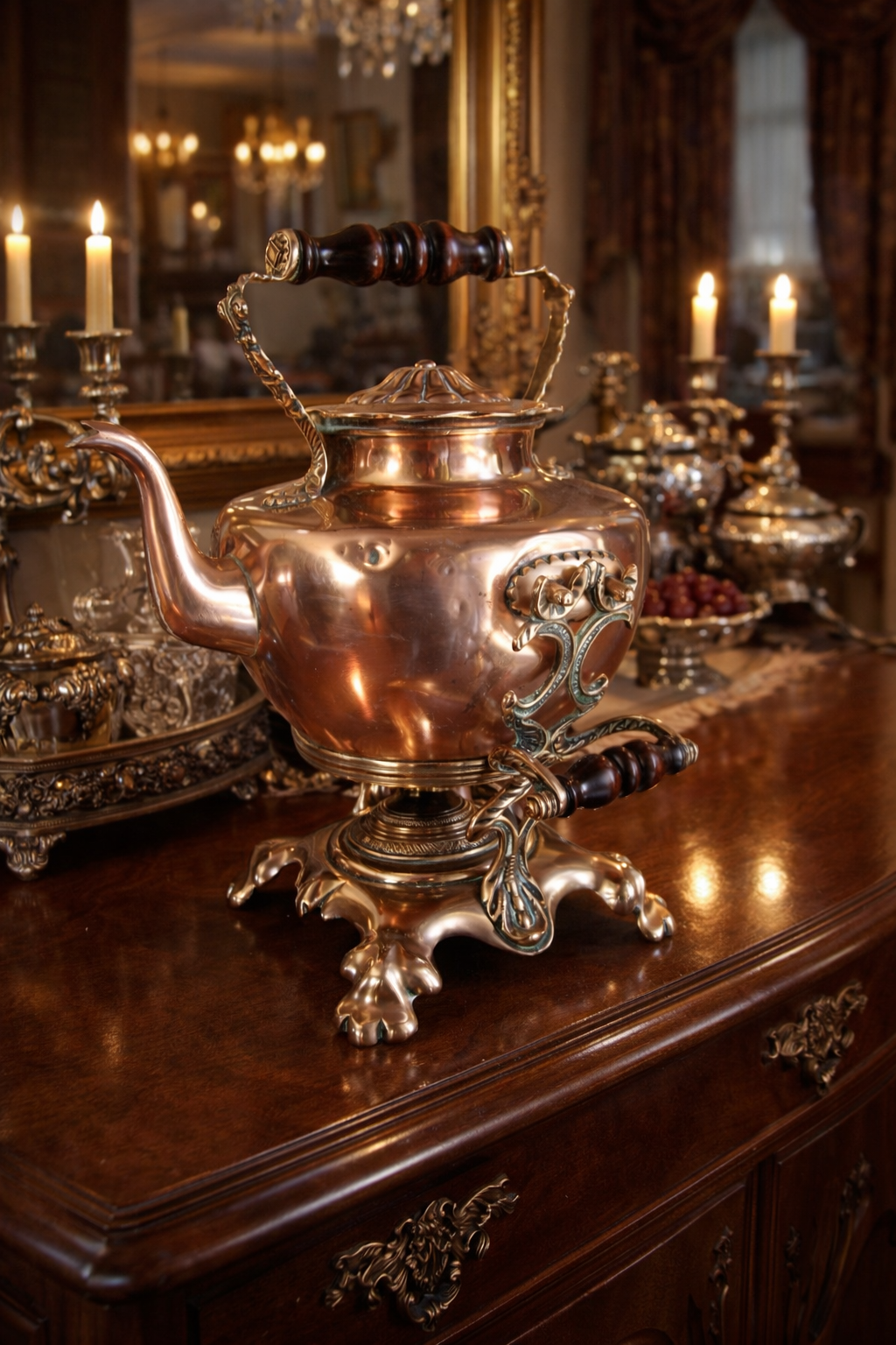 Antique Copper & Brass | Spirit Kettle on Stand with Burner | Victorian | England | c.1860–1900