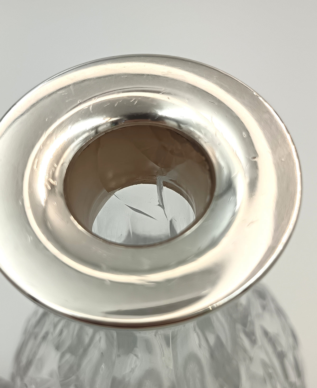 Full Lead Cut Crystal Decanter | Sterling Silver Collar | Attributed A.C. & Sons Ltd | London | Post-1971
