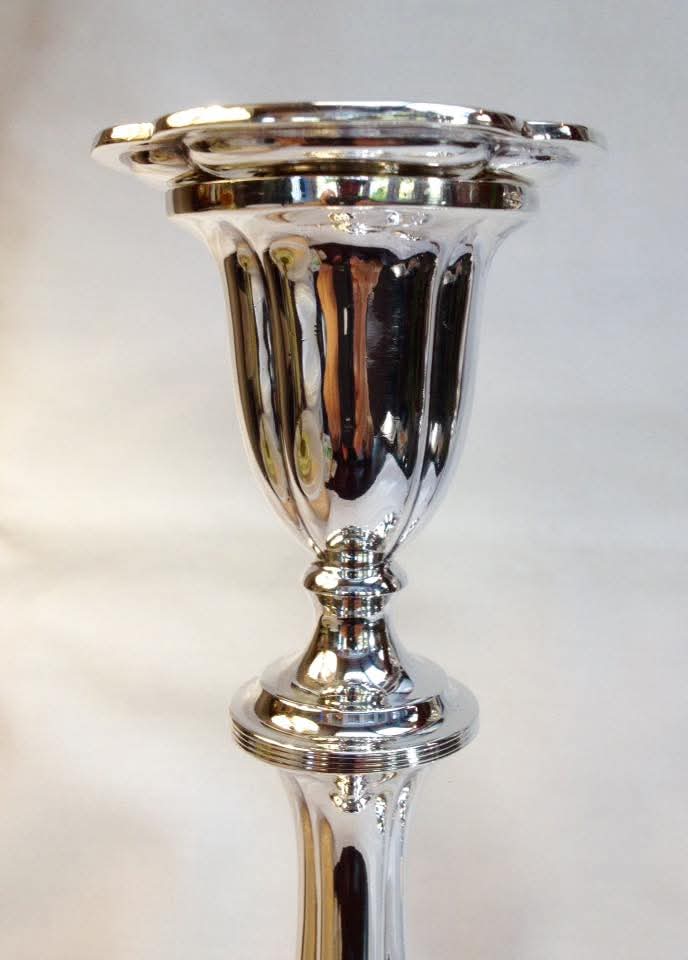 Pair of Sterling Silver Candlesticks — Baluster Column on Quatrefoil Base — Sheffield 1834, L P & Co — William IV