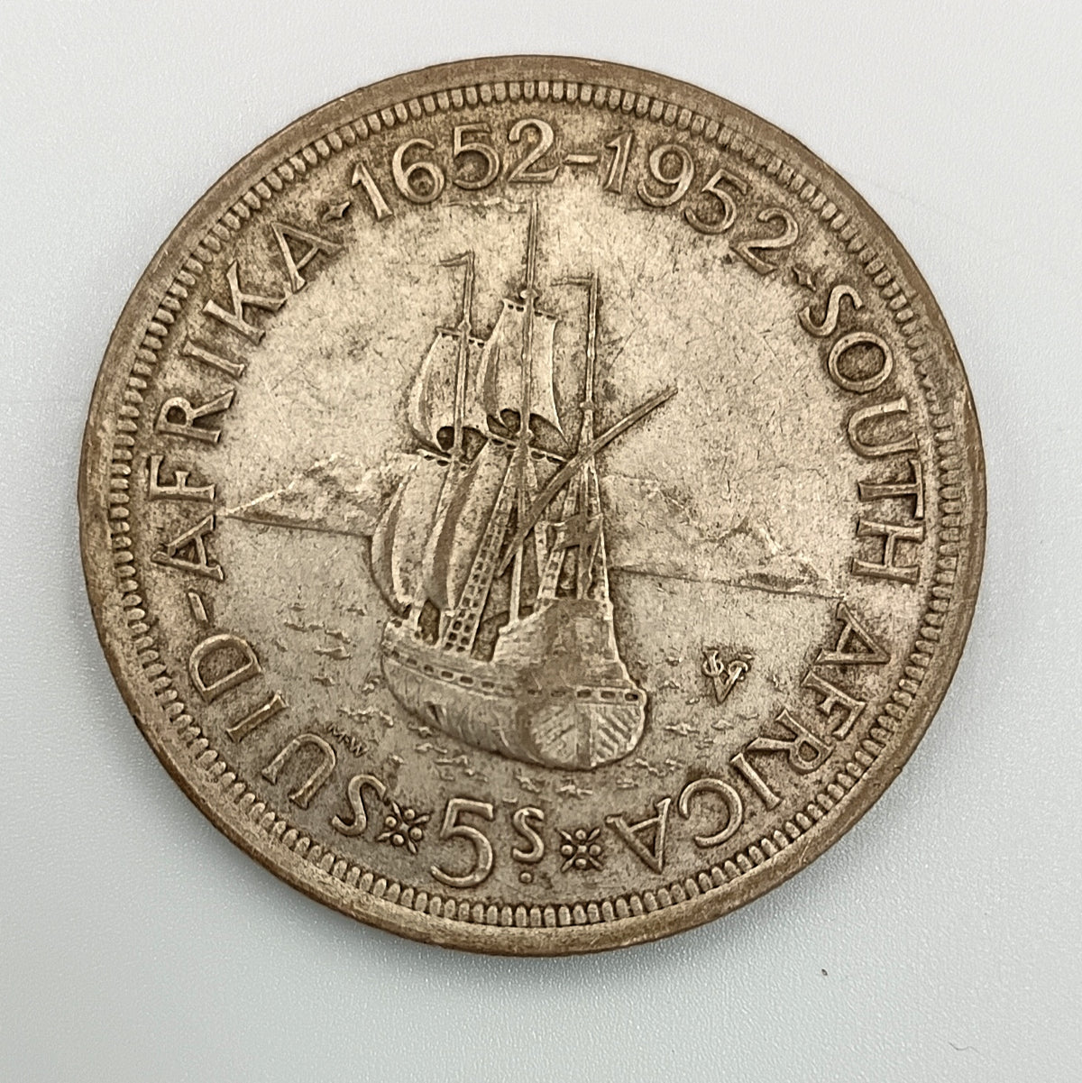 South Africa 1952 Silver 5 Shillings | Van Riebeeck Tercentenary | George VI | Very Fine