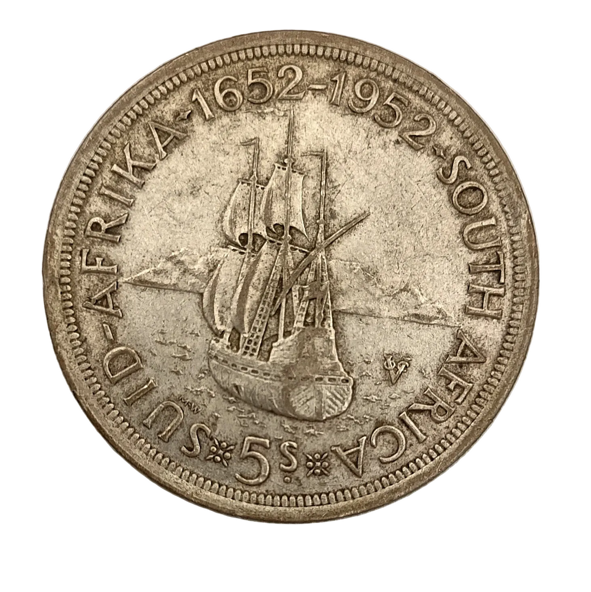 South Africa 1952 Silver 5 Shillings | Van Riebeeck Tercentenary | George VI | Very Fine