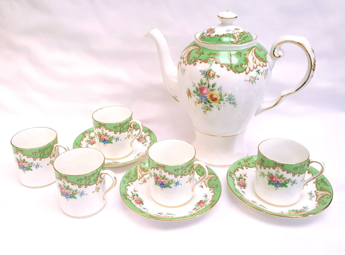 Tuscan Fine Bone China | 'Blenheim' Pattern | Part Coffee Set | 9 Pieces | Circa 1940s