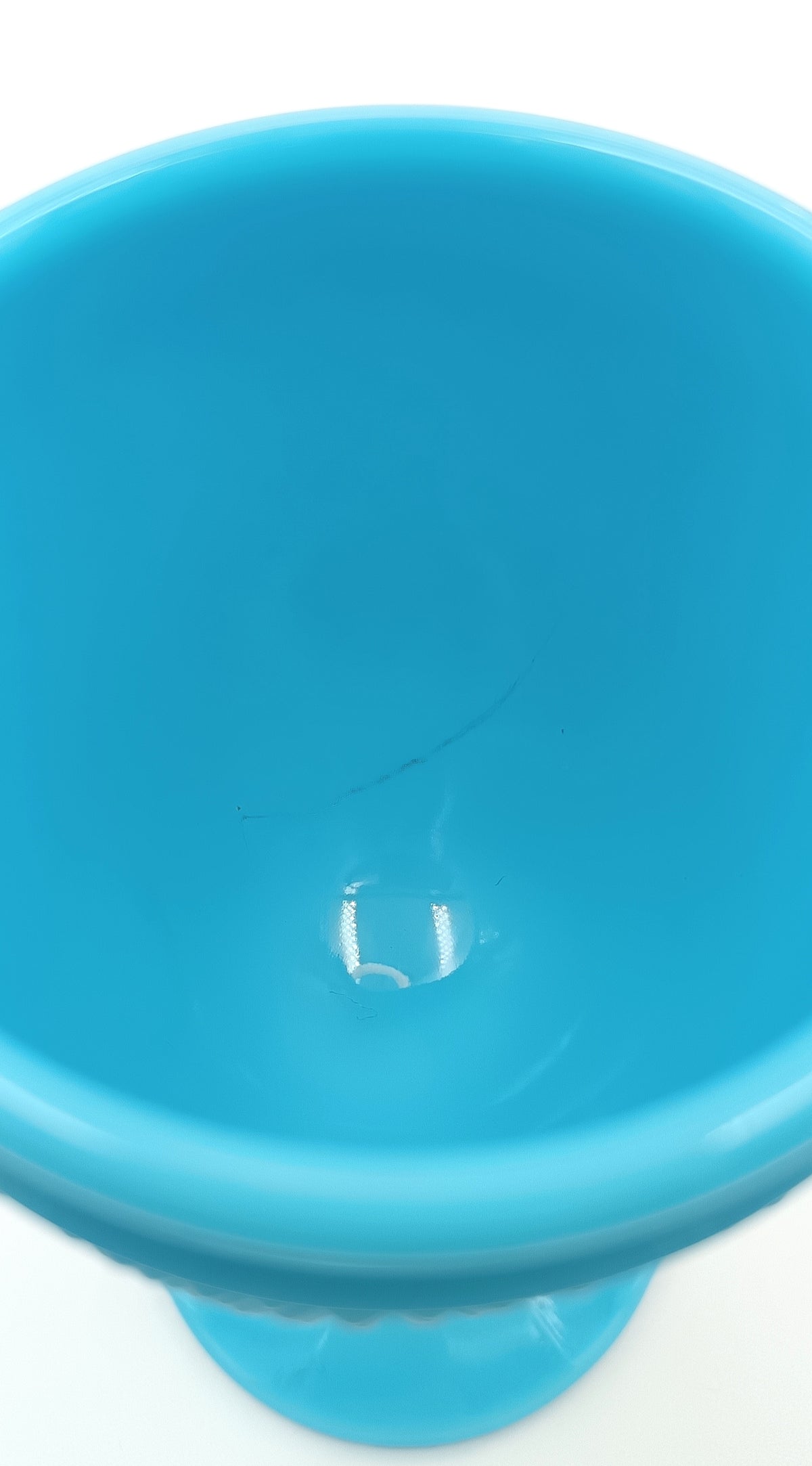 Casa Pupo | Turquoise Blue Milk Glass Goblet | Diamond Hobnail Pattern | c.1960s