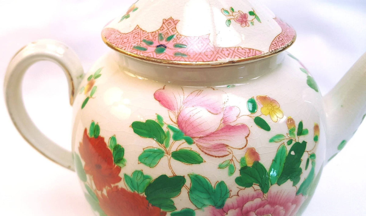 Booths | Mandarin | Six-Cup Teapot & Two Trios | Transferware Chinoiserie with Hand-Applied Colour | Circa 1906