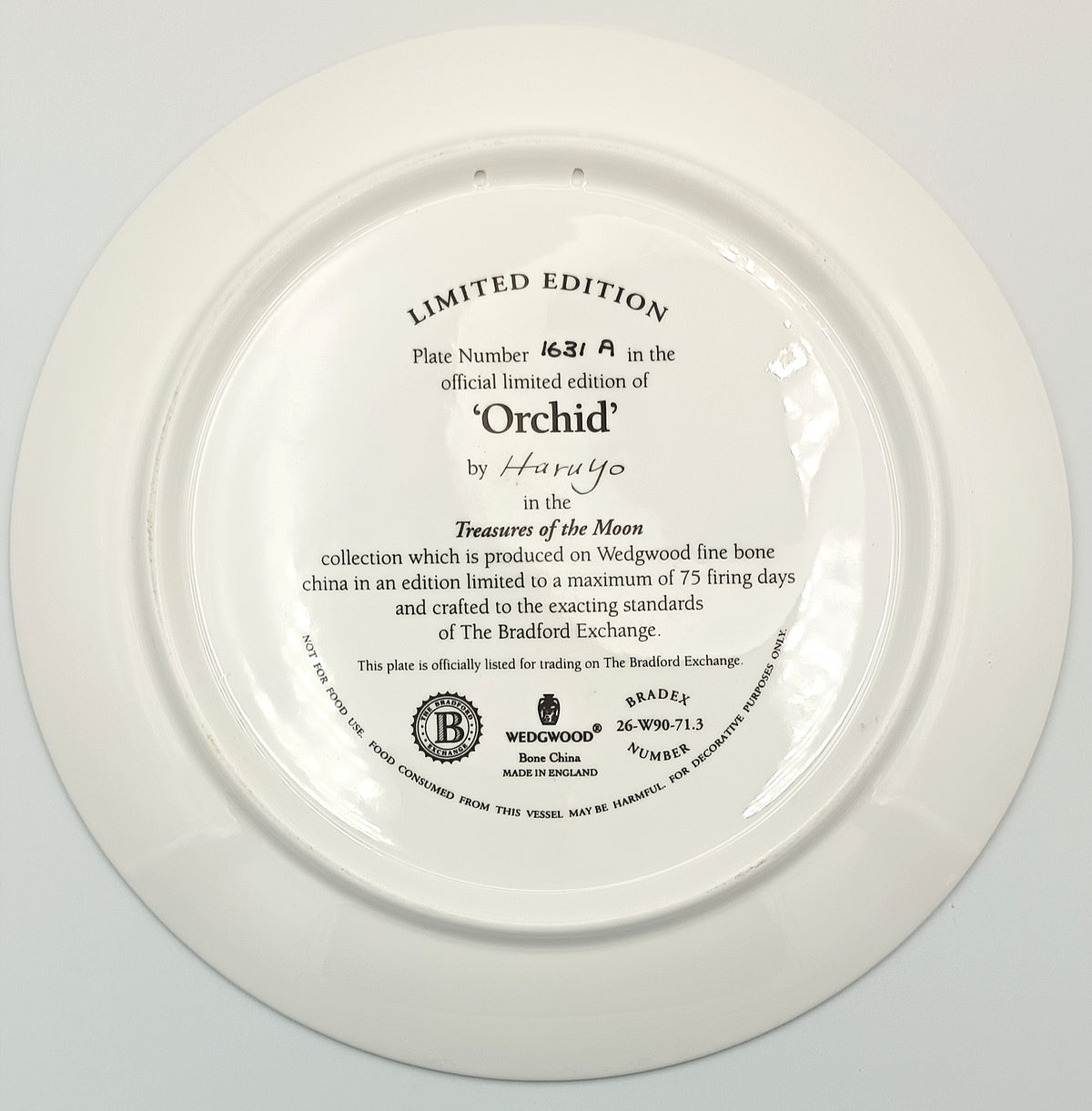 Wedgwood | Bone China | Collector Plate | ‘Orchid’ | Treasures of the Moon Series | England | Late 20th Century