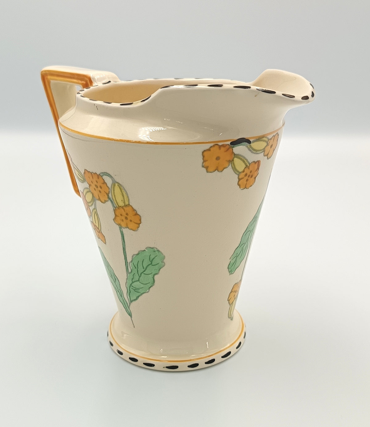 Burgess & Leigh (Burleigh Ware) | Meadowland Pattern | Zenith Shape Jug | Art Deco Earthenware | Burslem, England, c.1930s