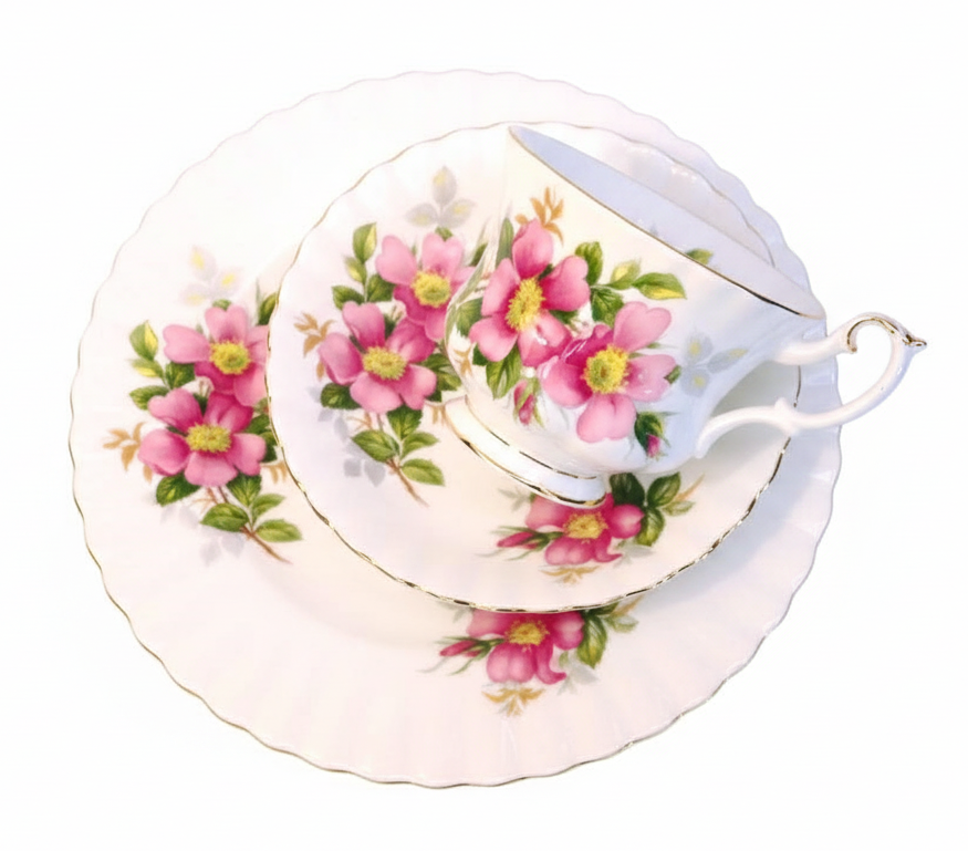 Royal Albert 'Prairie Rose' Bone China Trio — Set of Four