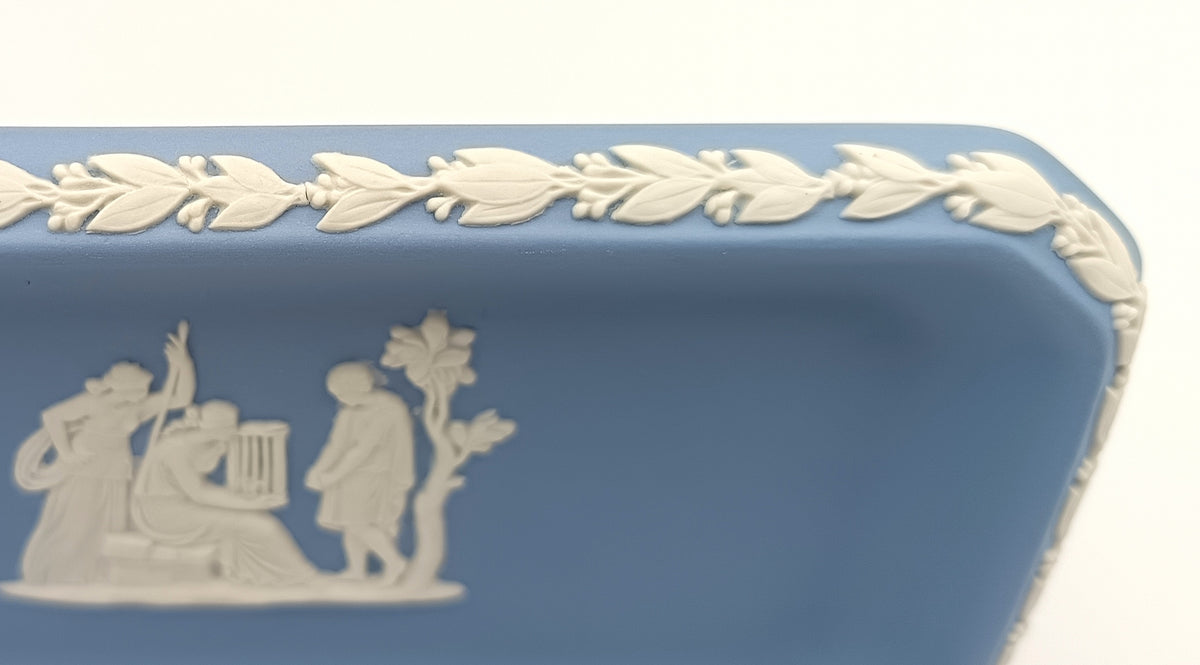 Wedgwood | Jasperware | Rectangular Tray | Light Blue | Classical Figures in Bas-Relief | England | 1963