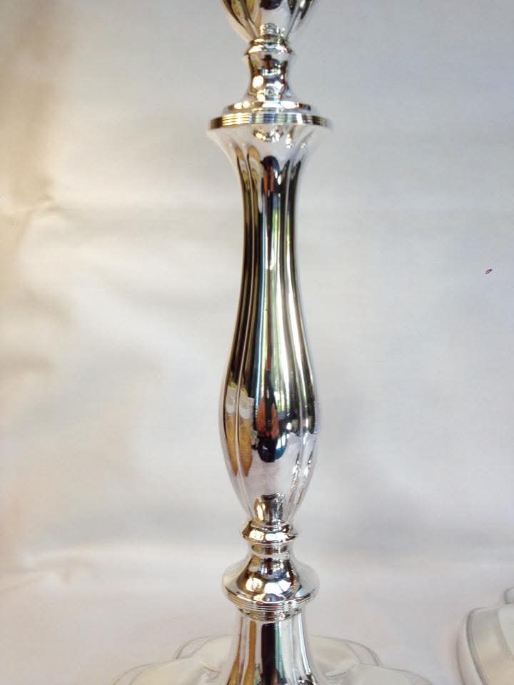 Pair of Sterling Silver Candlesticks — Baluster Column on Quatrefoil Base — Sheffield 1834, L P & Co — William IV