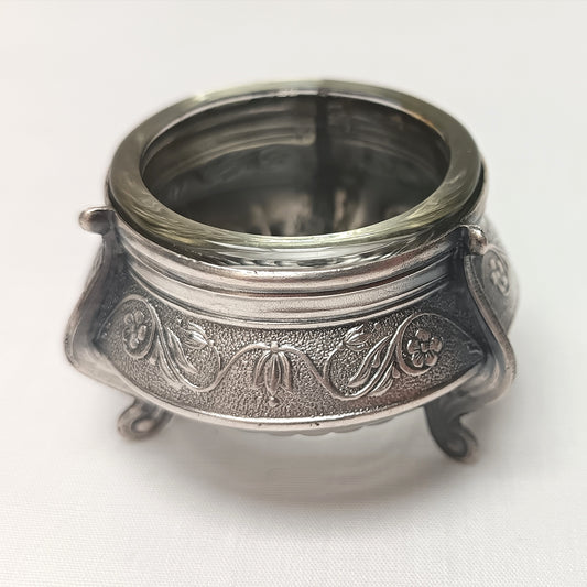 Vintage Soviet Filigree Open Salt Cellar – 910MMET with Glass Liner
