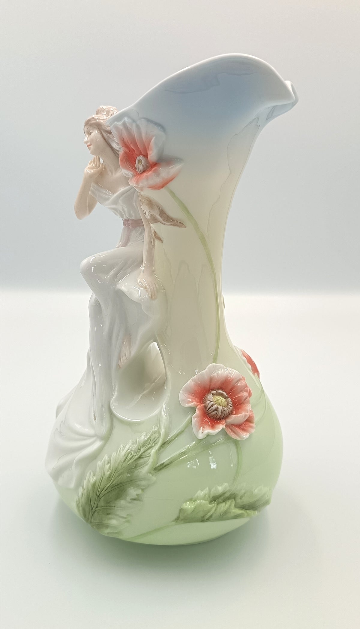 Unicorn Studio | Art Nouveau Revival Figural Vase | Fine Porcelain | Late 20th Century