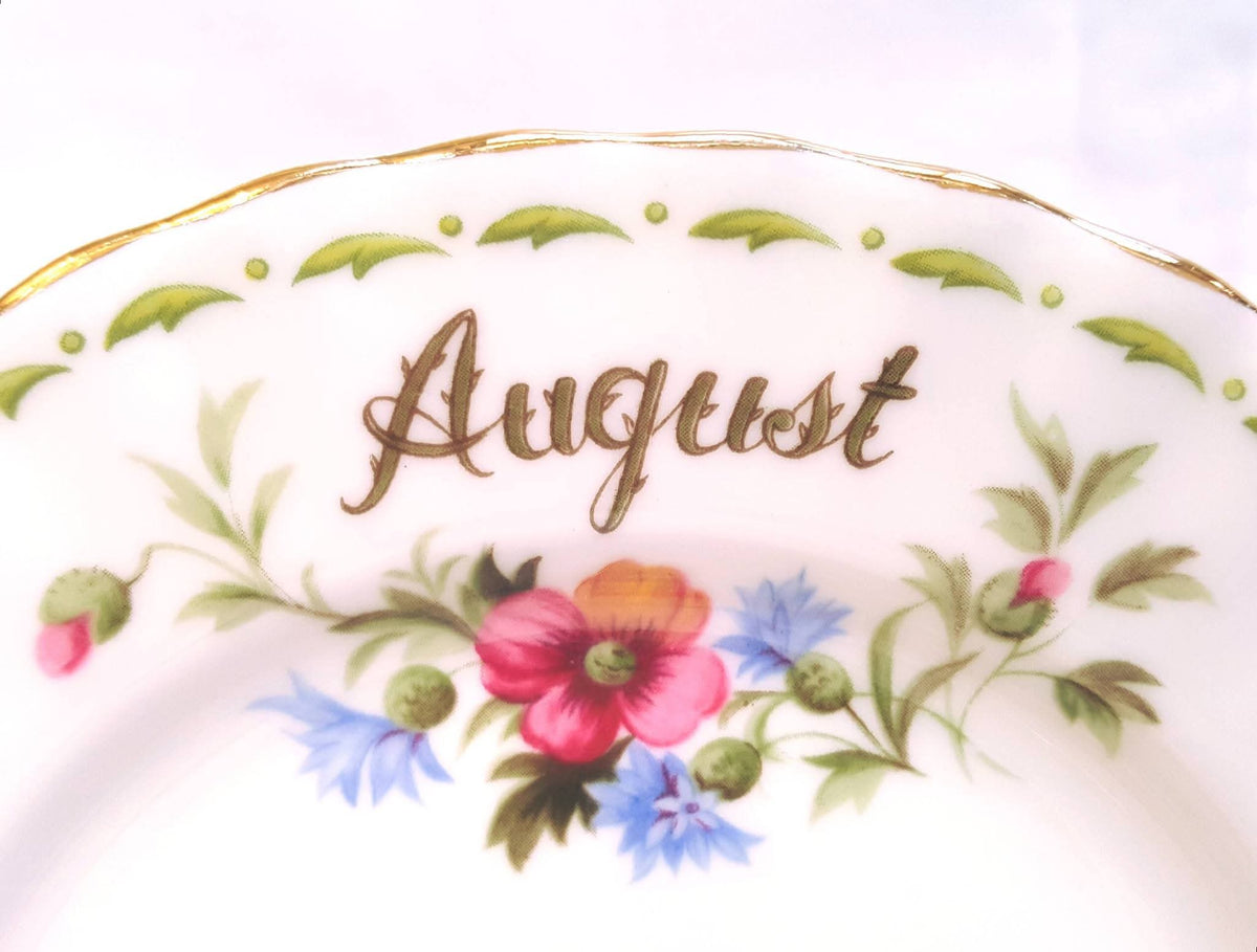 Royal Albert | Flower of the Month Series | August — Poppy | Trio: Cup, Saucer & Side Plate | © 1970 First Production | Bone China | England | Mint Unused Condition