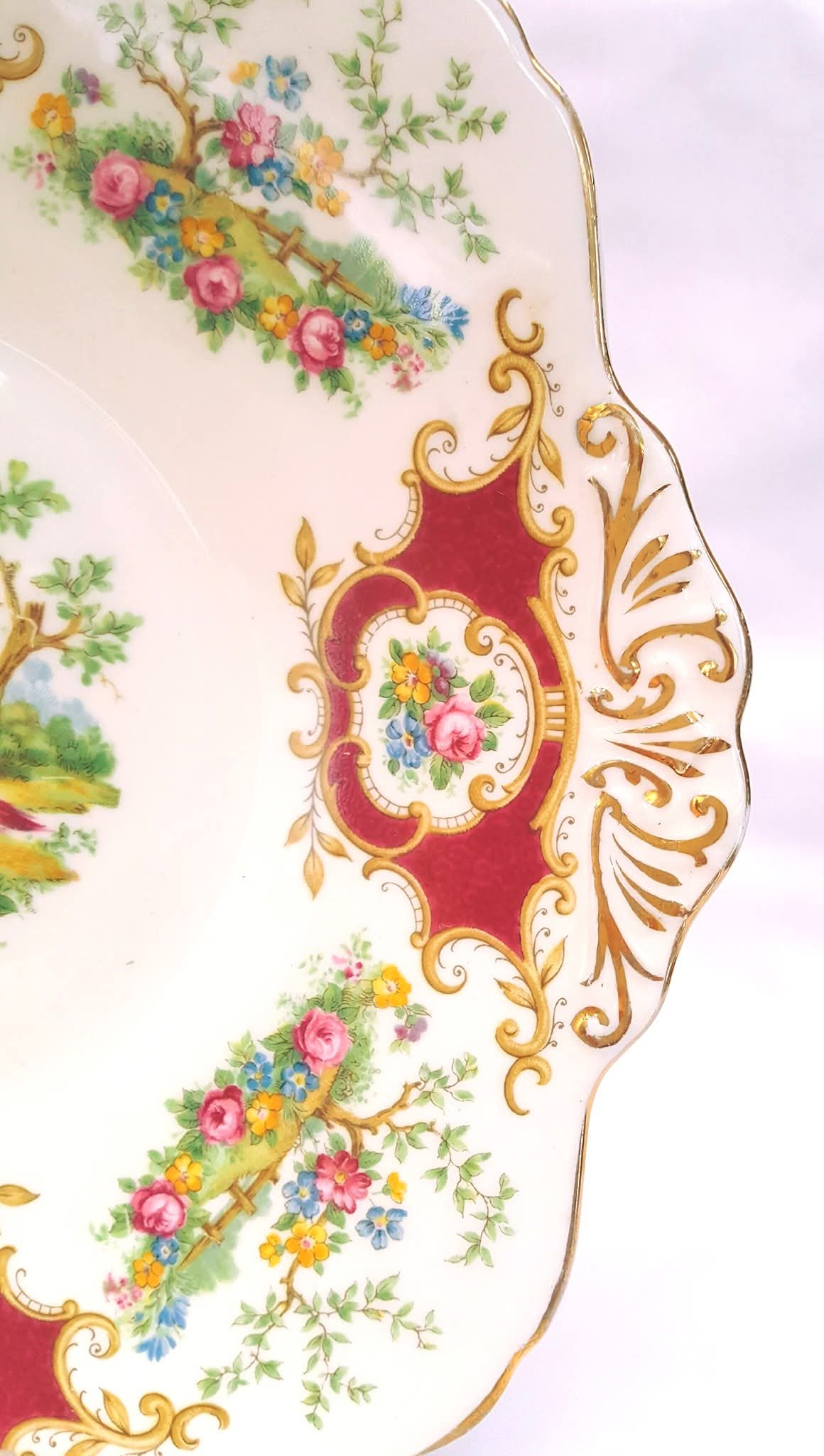Foley China | Broadway Pattern | E. Brain & Co. Ltd. | Large Handled Cake Plate | English Bone China | Circa 1950s–1960s | Excellent Condition