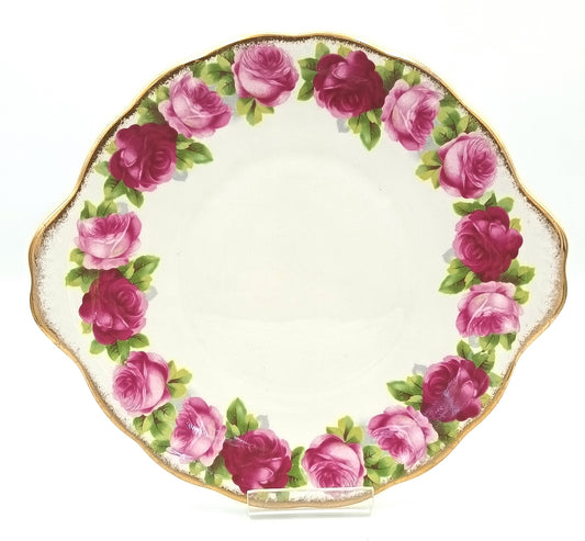 Royal Albert | Bone China | Cake Plate with Handles | Old English Rose | England | c.1927–1960