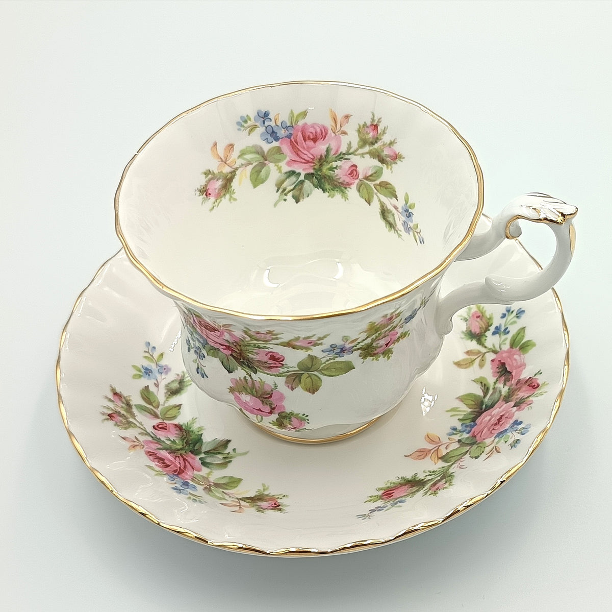 Royal Albert | Moss Rose | Tea Cup and Saucer | Bone China | England | c.1960s–1970s