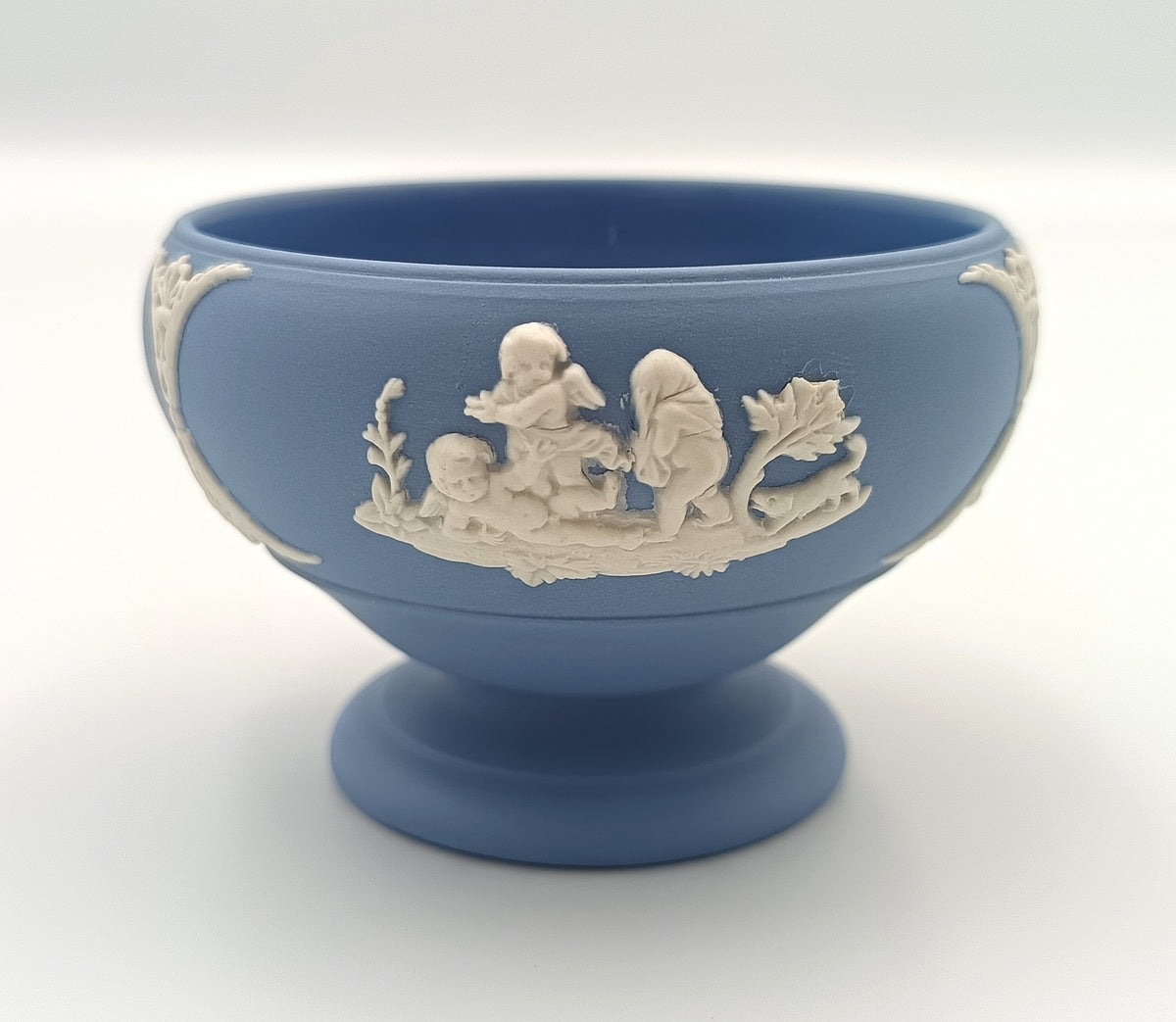 Wedgwood | Jasperware | Footed Bowl | Light Blue | Putti and Classical Figures in Bas-Relief | England | Mid-Twentieth Century
