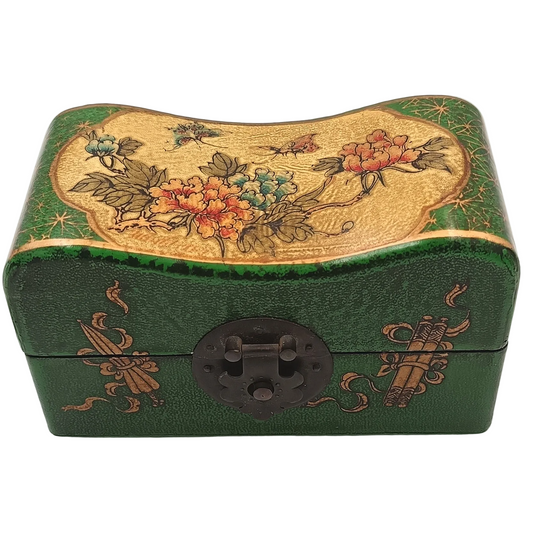 Chinese | Lacquered Wood | Pillow-Form Box | Floral and Butterfly Decoration | China | Late 20th Century