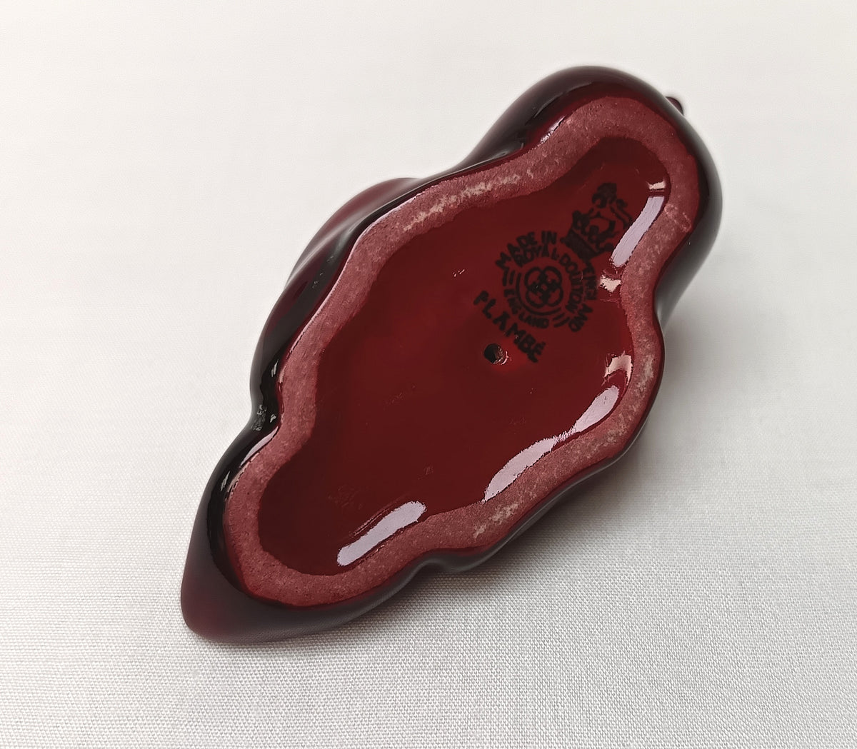 Royal Doulton | Flambe | Resting Duck Figurine | Oxblood Red | Mid-Twentieth Century