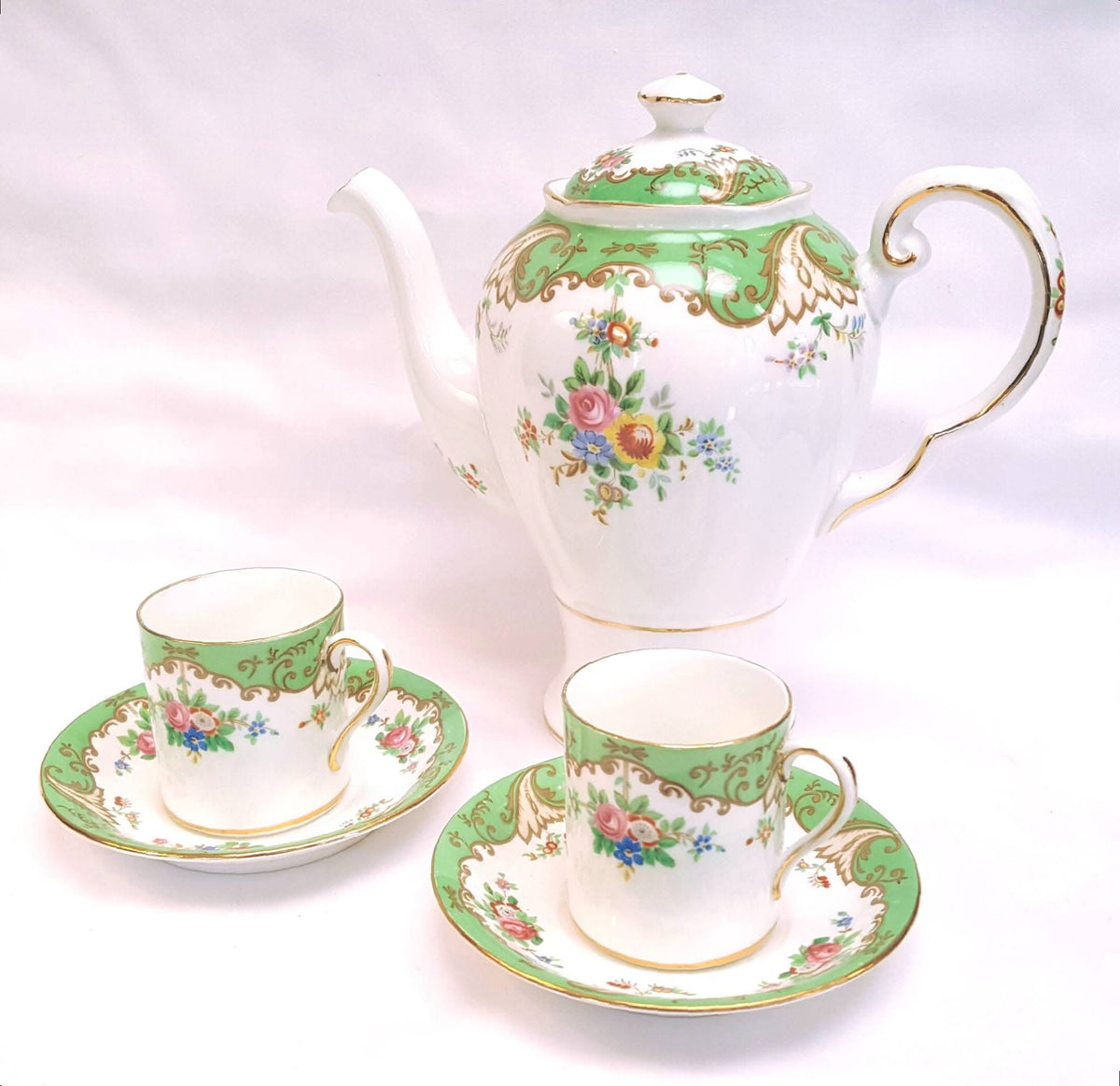 Tuscan Fine Bone China | 'Blenheim' Pattern | Part Coffee Set | 9 Pieces | Circa 1940s