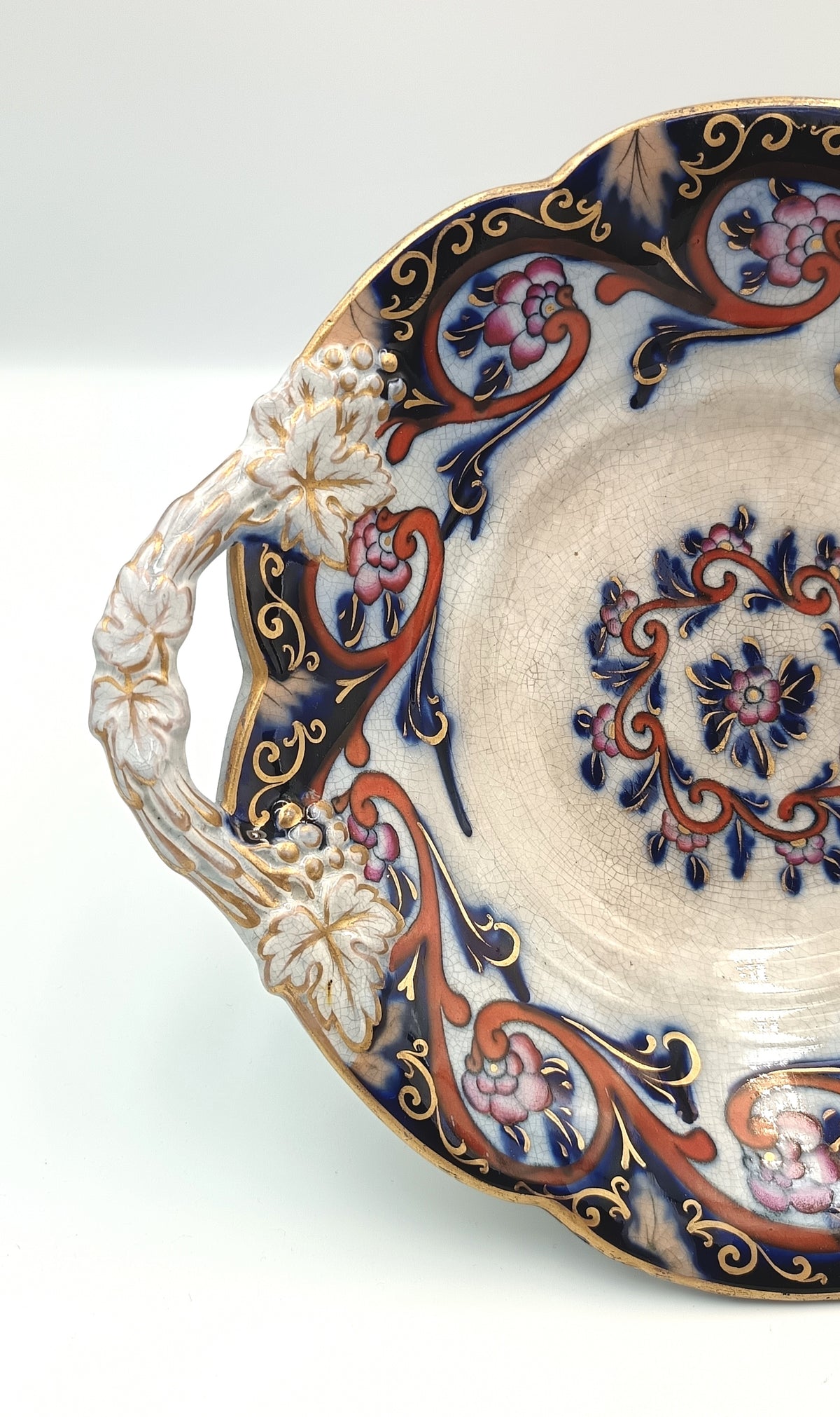 Staffordshire Earthenware | Imari Palette | Pair of Footed Dessert Compotes with Grape & Vine Handles | Pattern 6/2270 | England, c.1840–1865