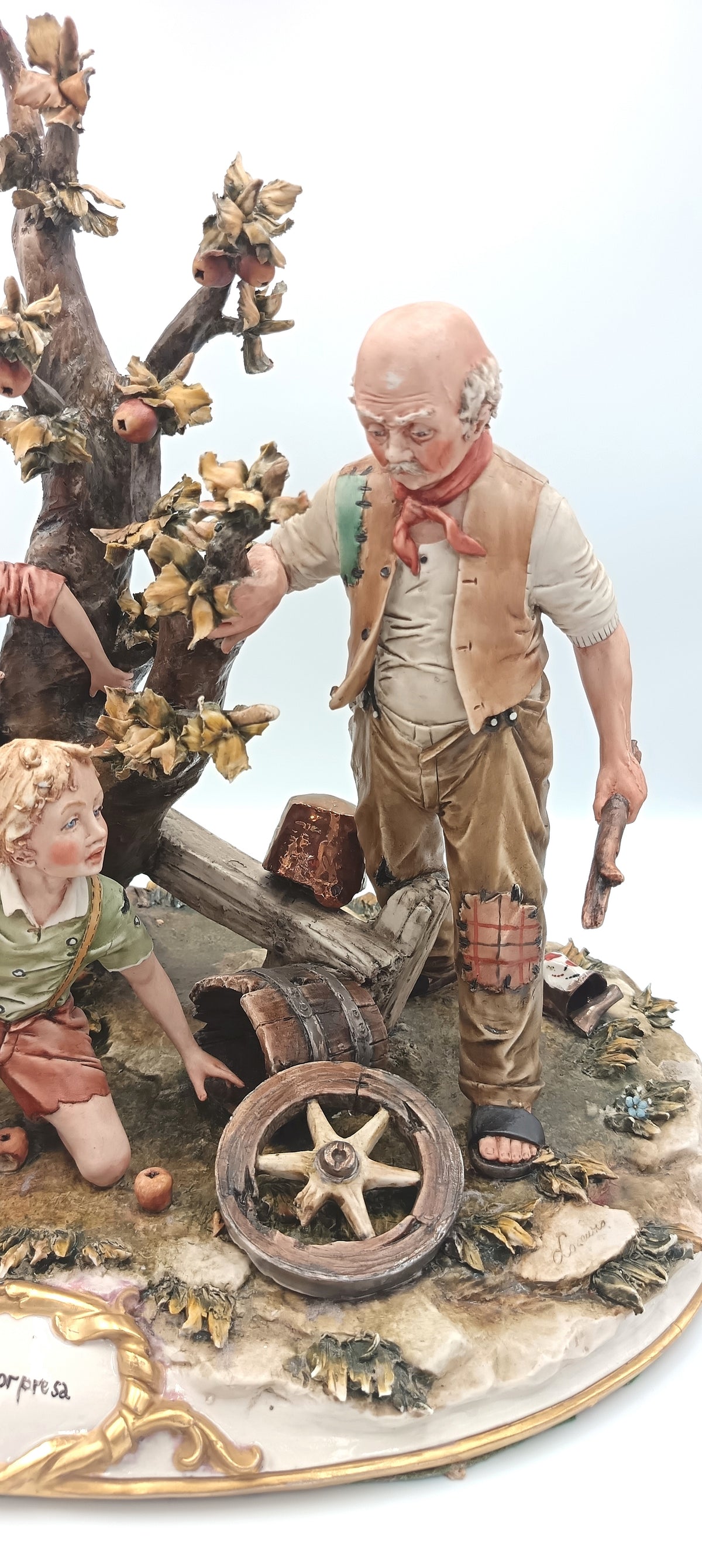 Lorenzo | La Sorpresa (The Surprise) | Large Capodimonte Figural Group | Hand-Painted Porcelain | Italy, 20th Century